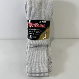 Vintage Wilson Over The Calf Socks Mens 10-15 3 Pack Gray Cotton Lycra Sport USA